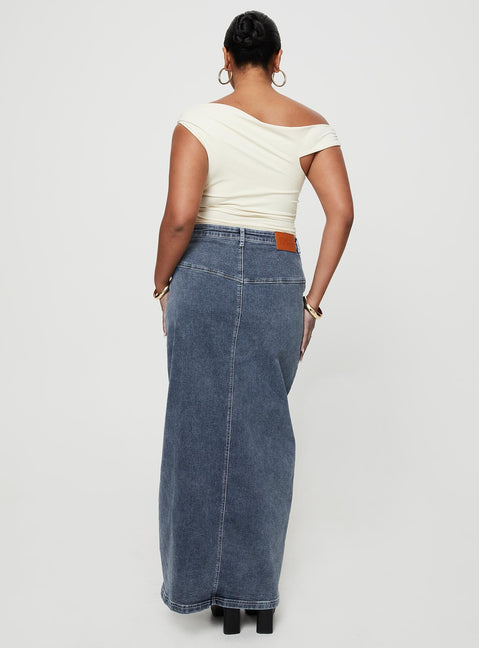 product Batkins Maxi Skirt Dark Wash Denim Princess Polly  Maxi 