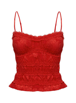 product Princess Polly Angelie Jacquard Ruched Top Red Sleeveless Sweetheart 