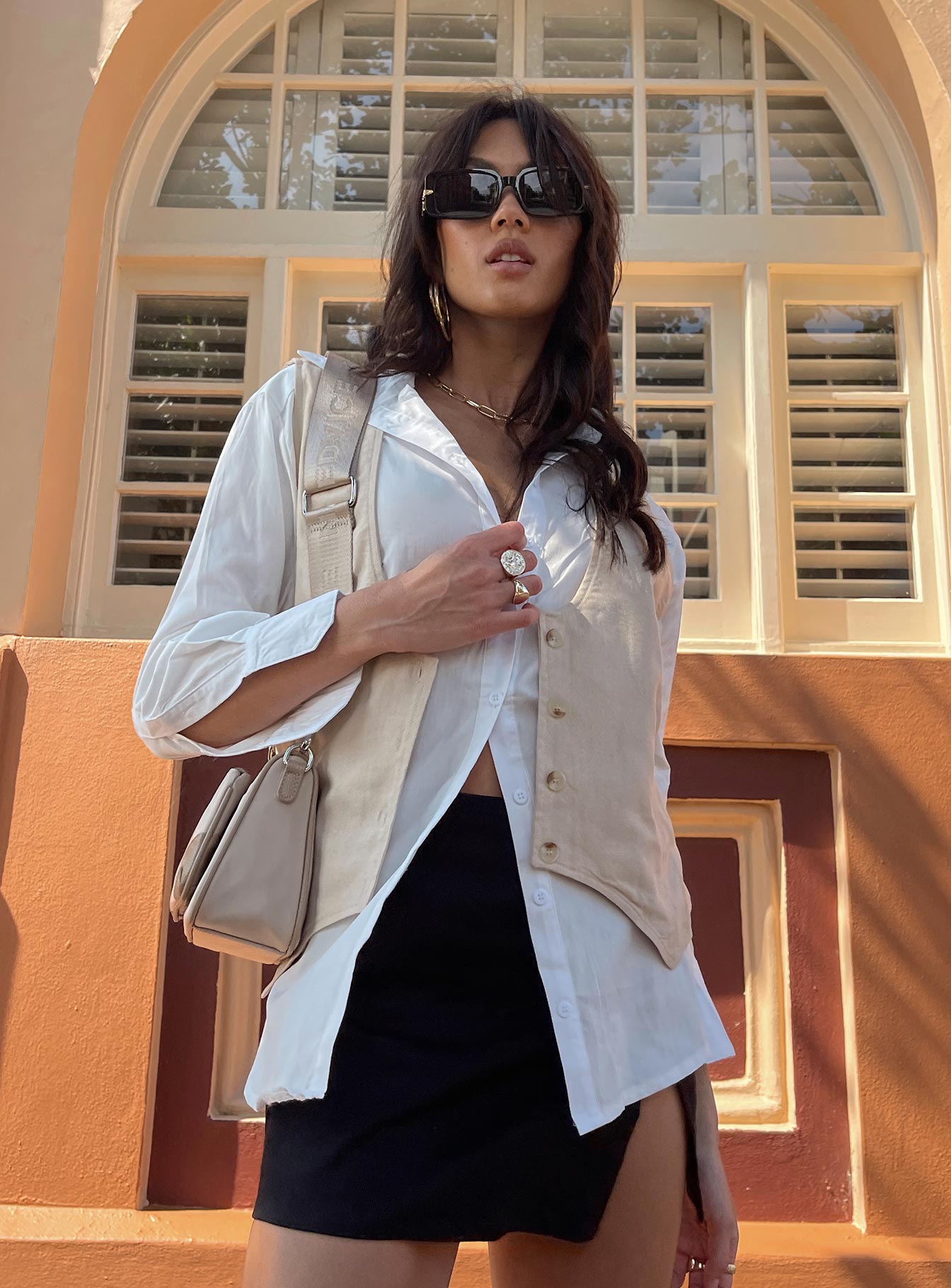 product Princess Polly Three Fourth Sleeves High Neck  Adalia Shirt White