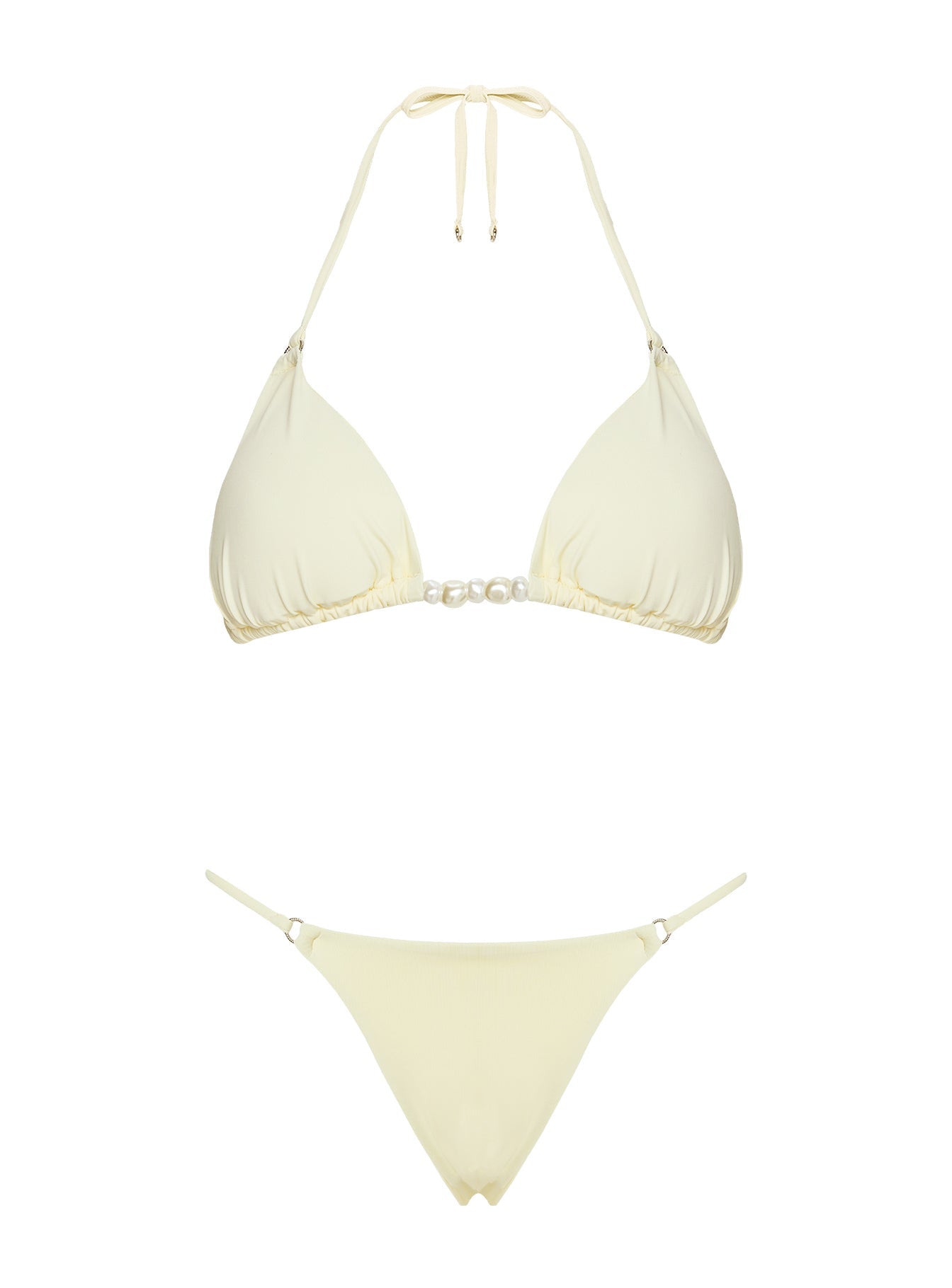 Adrah Beaded Triangle Bikini Top Yellow