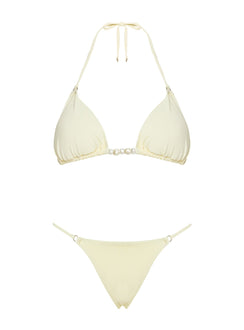 Adrah Beaded Triangle Bikini Top Yellow
