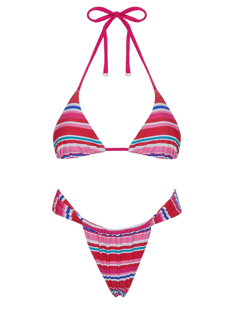 Sandbar Triangle Bikini Top Pink Stripe