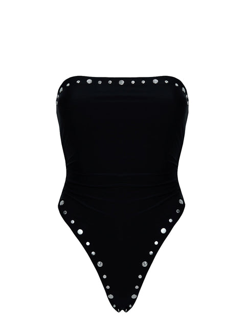 Alamia Strapless Studded One Piece Black