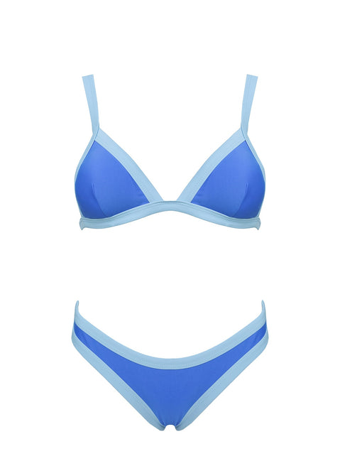 Amiri Contrast Triangle Bikini Top Blue