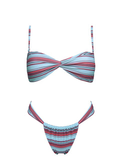 Amplitude Bikini Top Blue / Brown Stripe