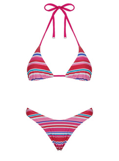 Ellie High Cut Shine Bikini Bottoms Pink Stripe