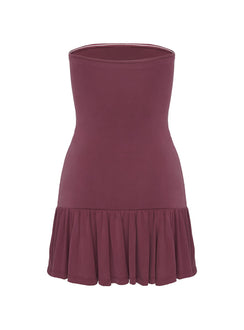 Love Lingers Strapless Mini Dress Burgundy Petite