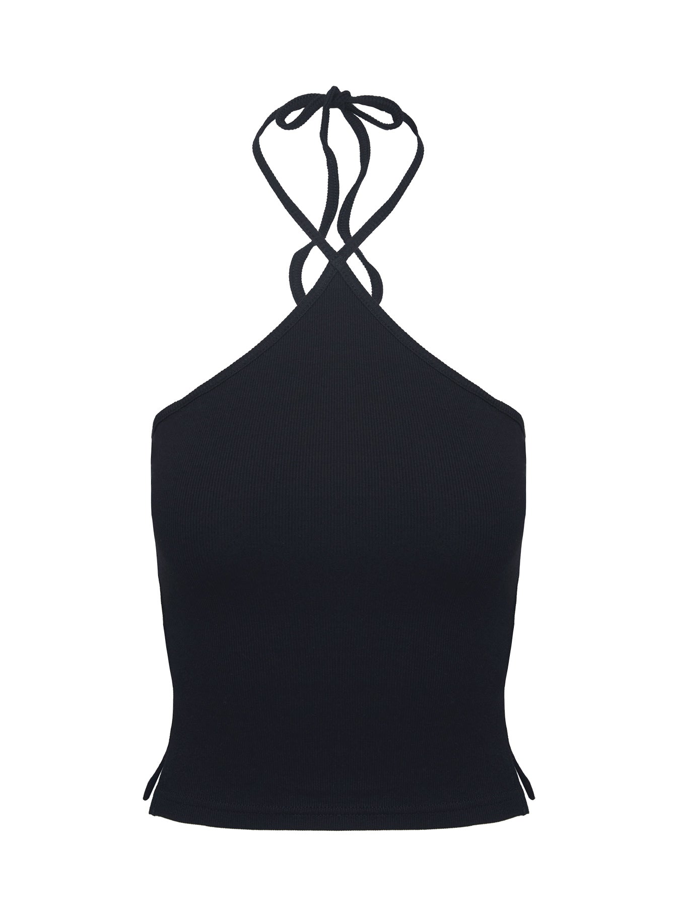 product Princess Polly Baseline Halter Rib Top Black Sleeveless 