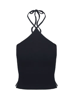 product Princess Polly Baseline Halter Rib Top Black Sleeveless 
