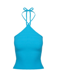 product Princess Polly Baseline Halter Rib Top Blue Sleeveless 