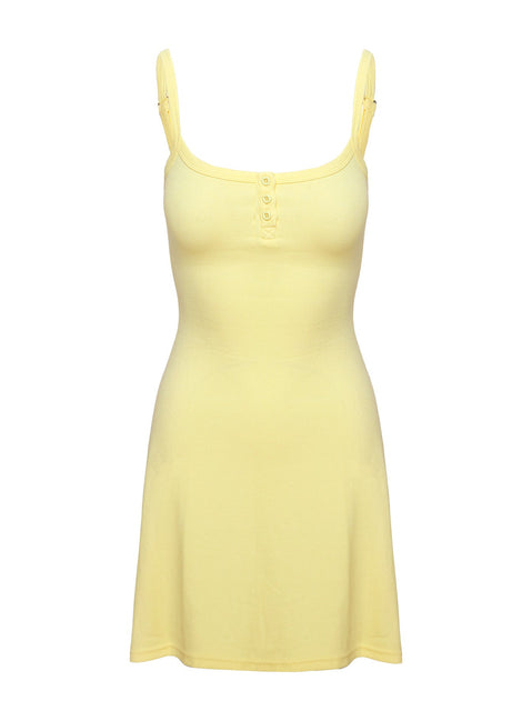 product Princess Polly Baseline Rib Mini Dress Yellow Scoop Neck 