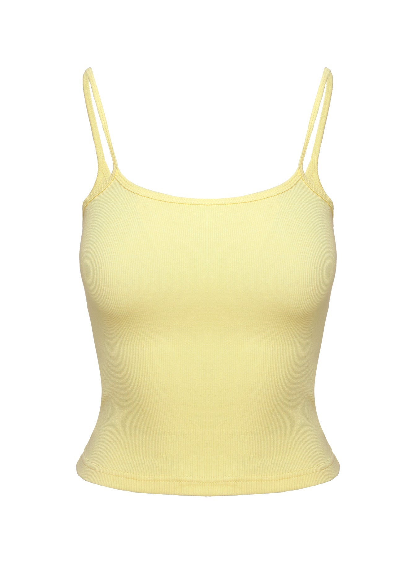 side view of model wearing Princess Polly Baseline Rib Top Yellow Sleeveless Square Neck 