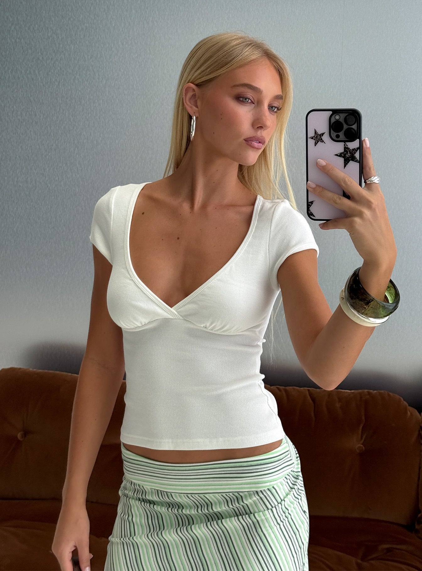 Baseline Cross Over Cap Sleeve Top White