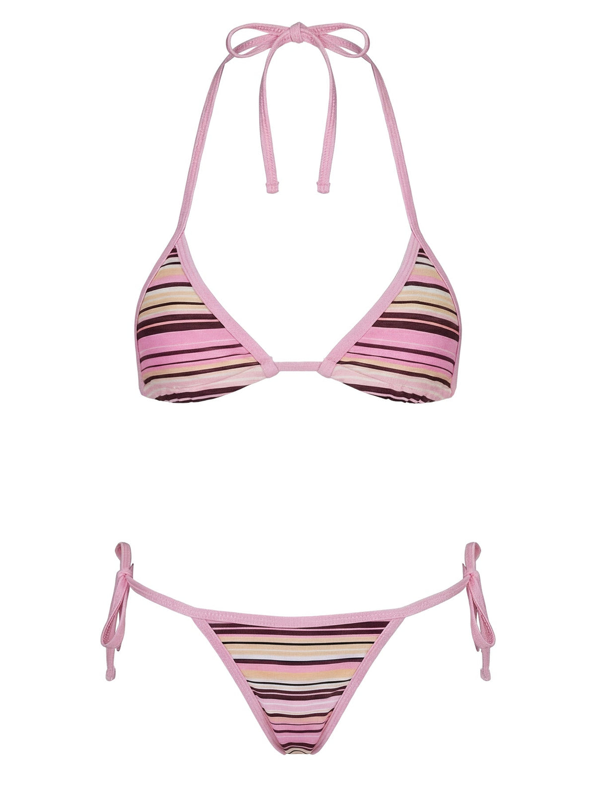 Blaylock Triangle Bikini Top Pink / Yellow Stripe