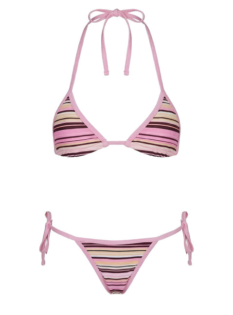 Blaylock Triangle Bikini Top Pink / Yellow Stripe