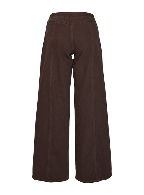 back view of model wearing Princess Polly Bystander Lace Up Pants Brown Low Rise Pants 