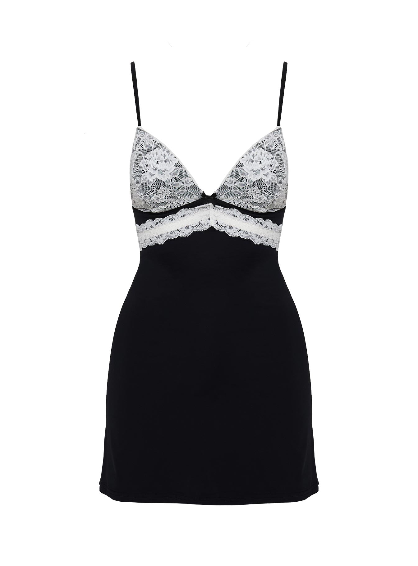 back view of model wearing Princess Polly Caelli Mini Dress Black Plunger 