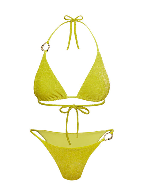 Breeze Glitter Triangle Bikini Top Green