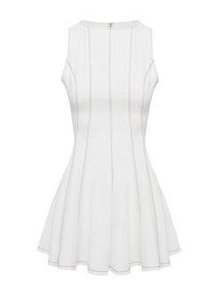 product Princess Polly Composure Pleat Mini Dress White Crew Neck 