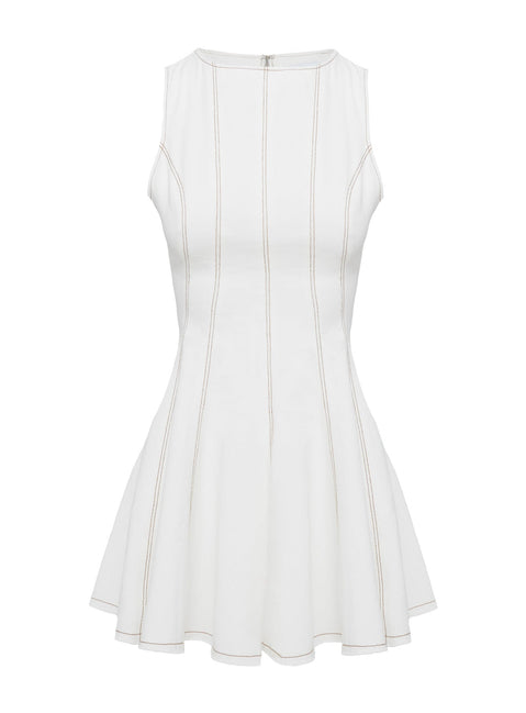 product Princess Polly Composure Pleat Mini Dress White Crew Neck 