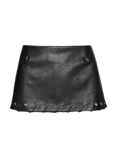 Captivated Faux Leather Skort Black