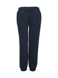 side view of model wearing Princess Polly Dream Fleece Ankle Cuff Sweatpants Navy High Waisted Pants 