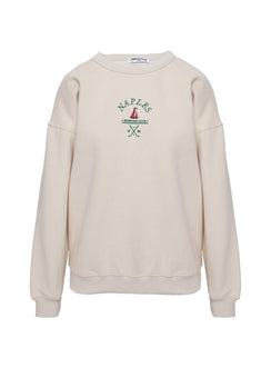 front view of model wearing Princess Polly Dream Fleece Classic Crewneck Sweater Beige 