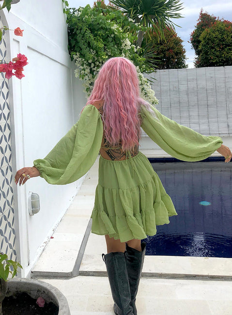 product Princess Polly Scoop Neck  Danny Long Sleeve Mini Dress Green