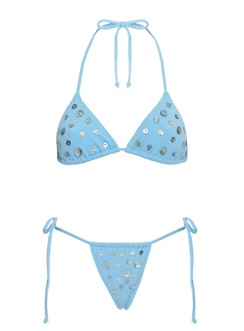 Delora Triangle Shell Bikini Top Blue