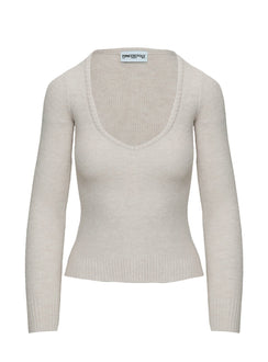 back view of model wearing Princess Polly Elayna Sweater Cream Cropped 