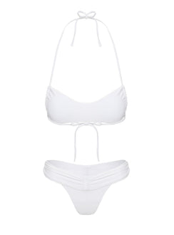 Pool Side High Cut Bikini Bottoms White