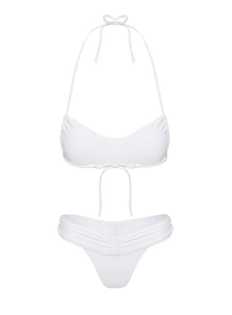 Pool Side High Cut Bikini Bottoms White