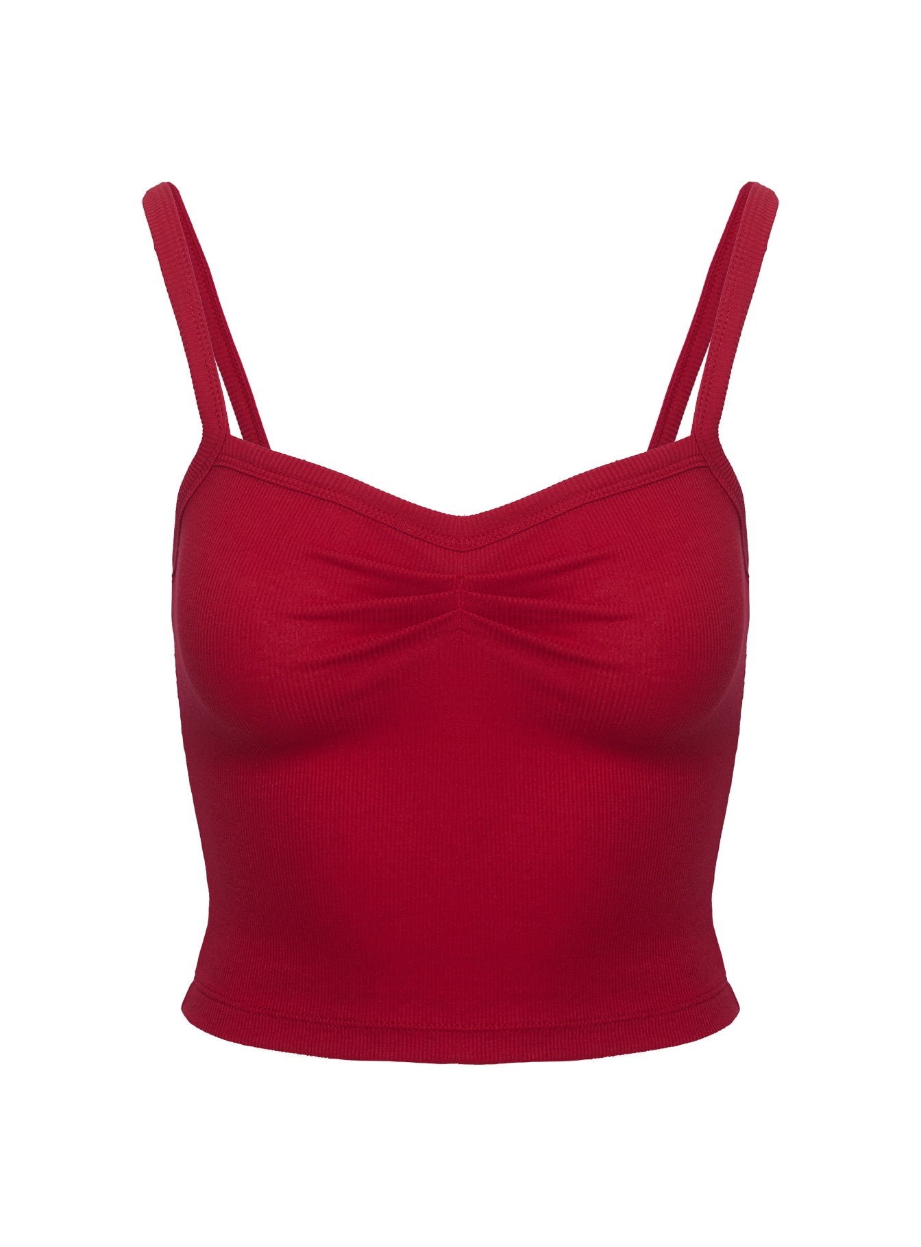 product Princess Polly Essentials Ruched Rib Cami Top Red Sleeveless Sweetheart 