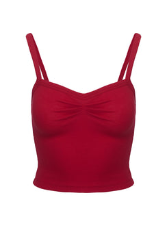 product Princess Polly Essentials Ruched Rib Cami Top Red Sleeveless Sweetheart 
