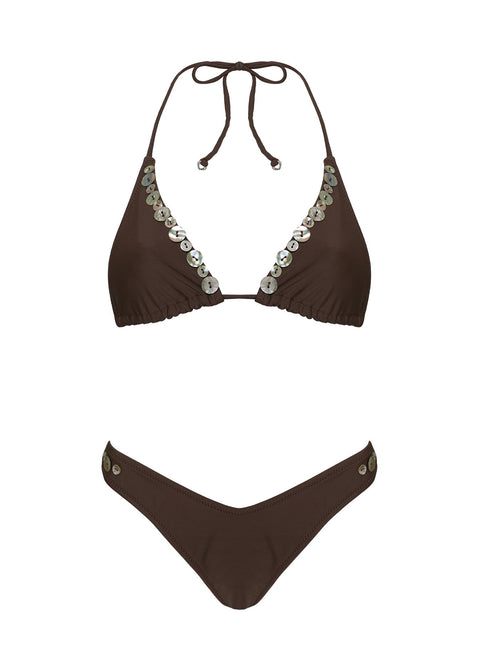 Edita Triangle Bikini Top Brown