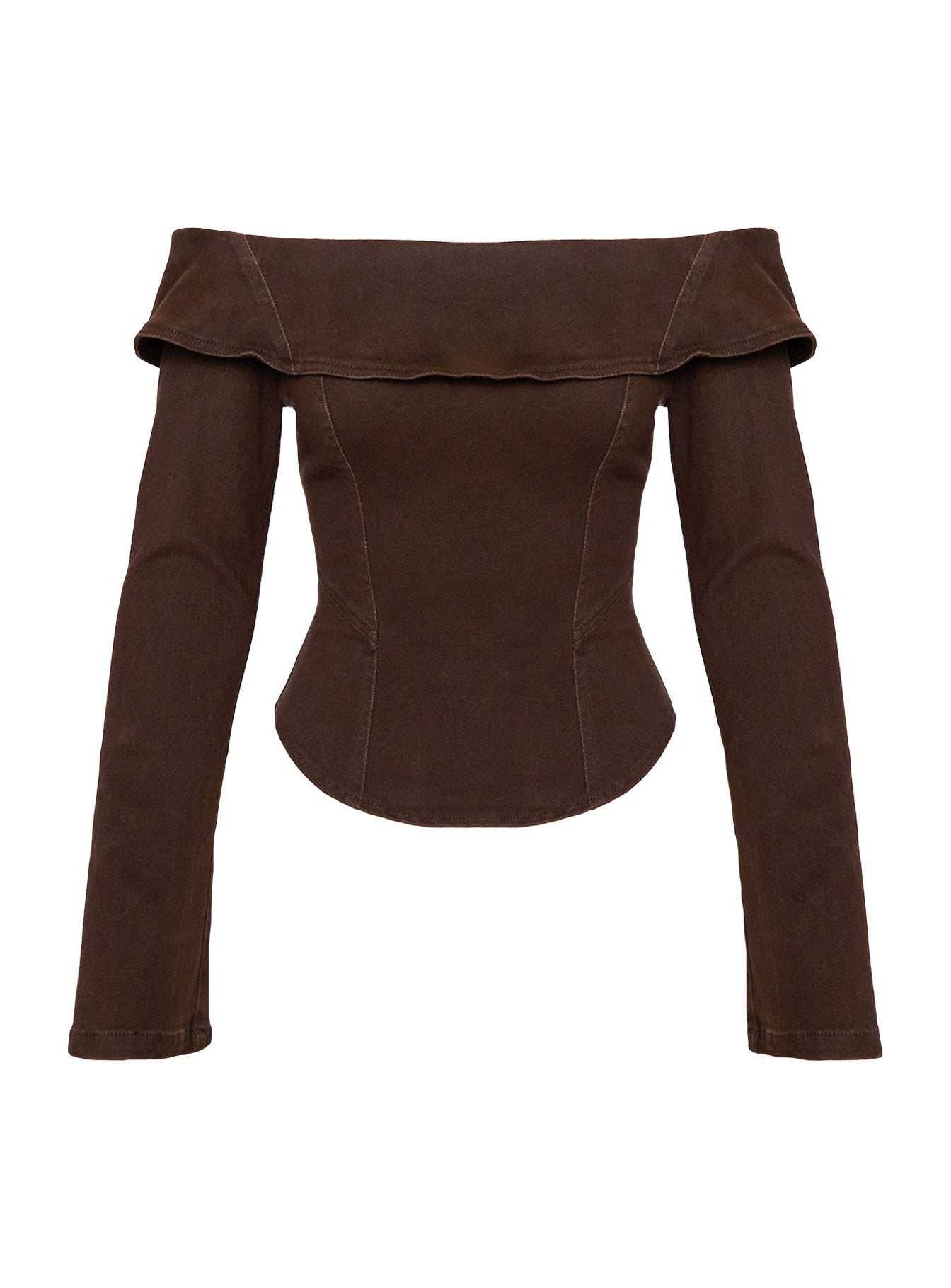 Everwood Off Shoulder Top Chocolate Denim