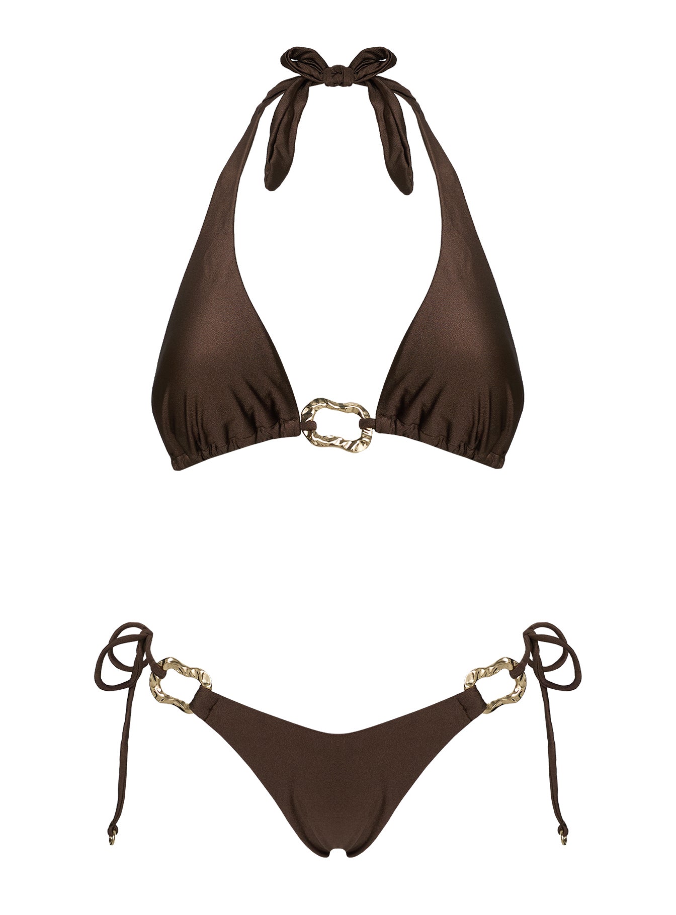 Fianna Hardware Tie Side Bikini Bottoms Brown