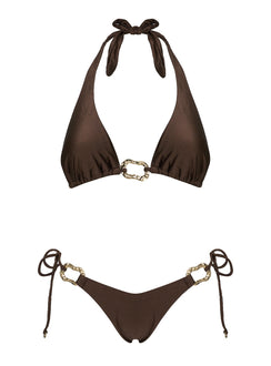 Fianna Hardware Tie Side Bikini Bottoms Brown