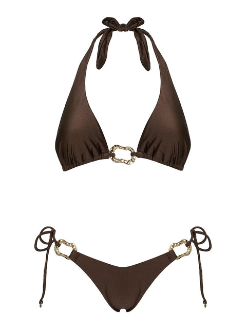 Fianna Hardware Tie Side Bikini Bottoms Brown