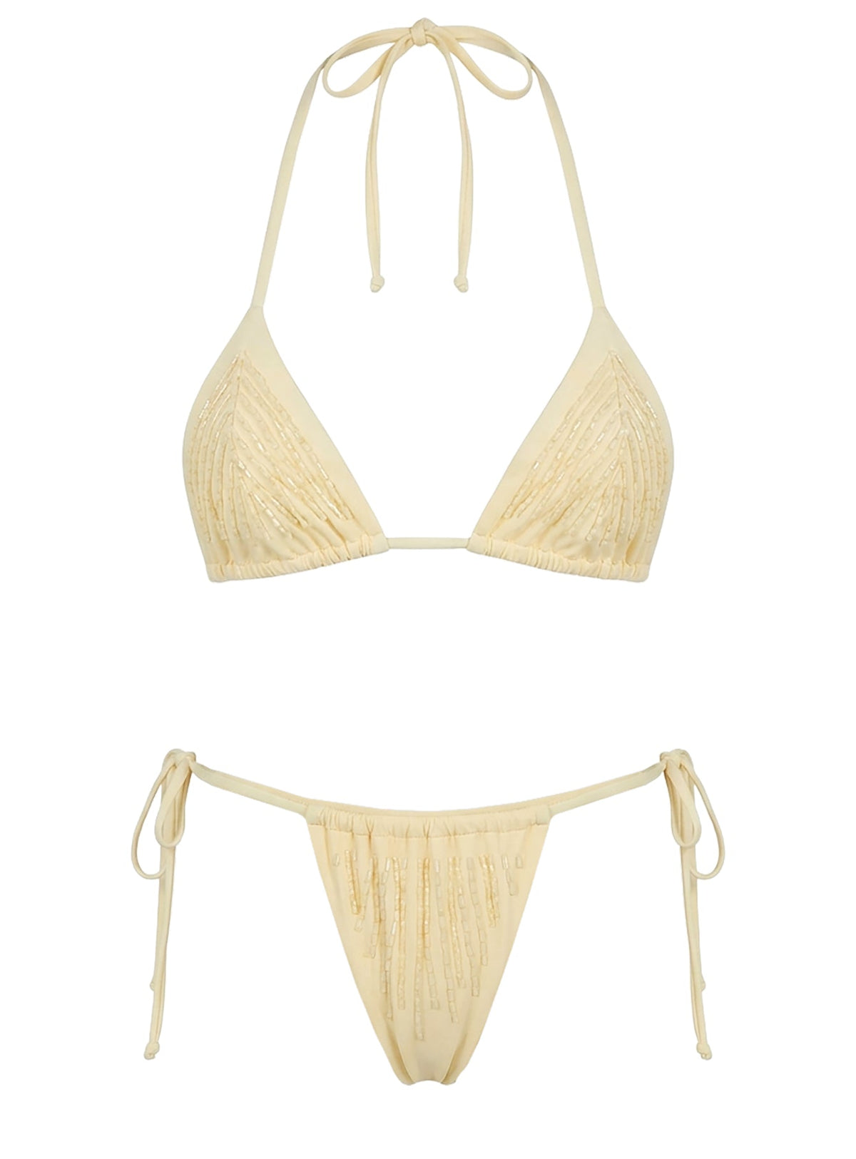 Aylune Embellished Tie Side Bikini Bottoms Yellow