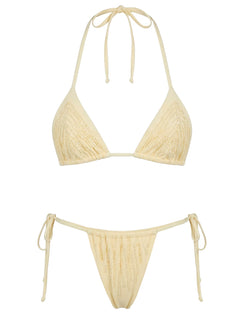 Aylune Embellished Tie Side Bikini Bottoms Yellow