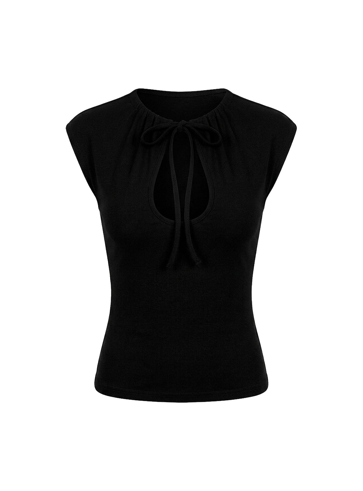 Delectable Tie Detail Short Sleeve Top Black