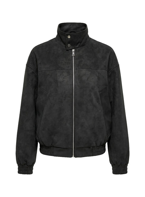 Ellissa Faux Suede Bomber Jacket Black