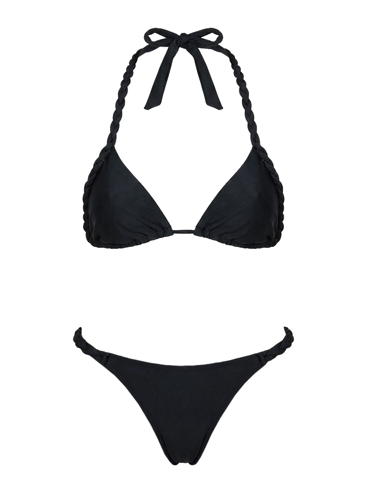 Evanni Braided Triangle Bikini Top Black