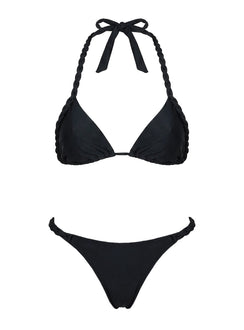 Evanni Braided Triangle Bikini Top Black
