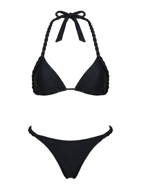Evanni Braided Triangle Bikini Top Black