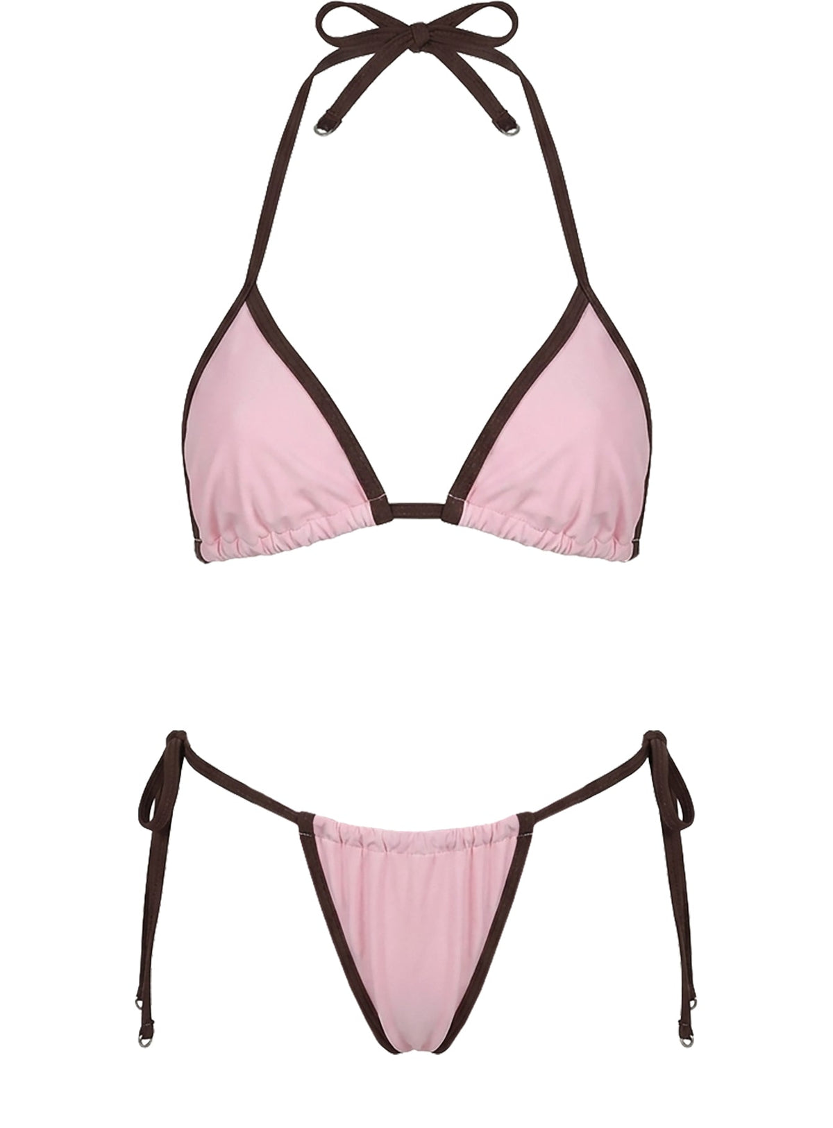 Jaynise Tie Side Bikini Bottom Pink / Brown