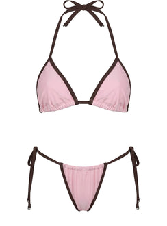 Jaynise Tie Side Bikini Bottom Pink / Brown
