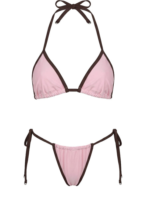 Jaynise Tie Side Bikini Bottom Pink / Brown