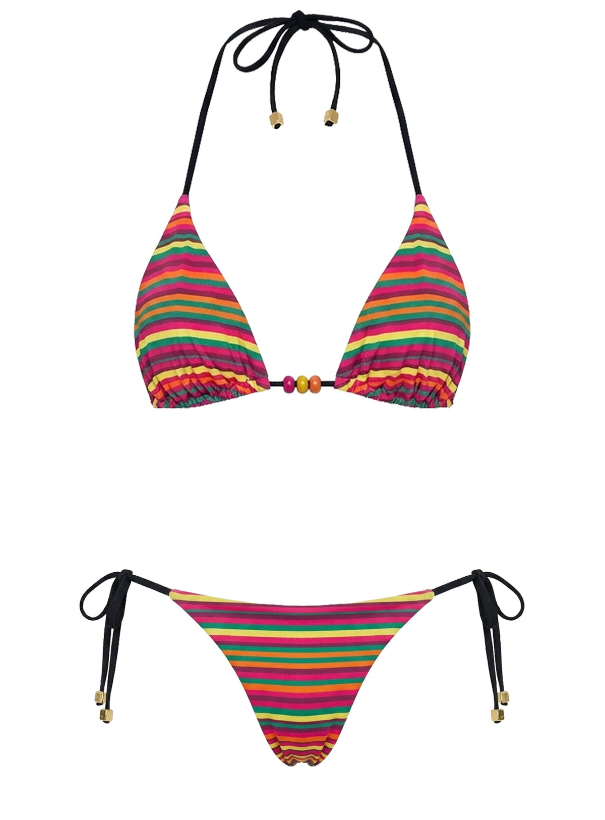 Jenner Tie Side Bikini Bottoms Rainbow Stripe